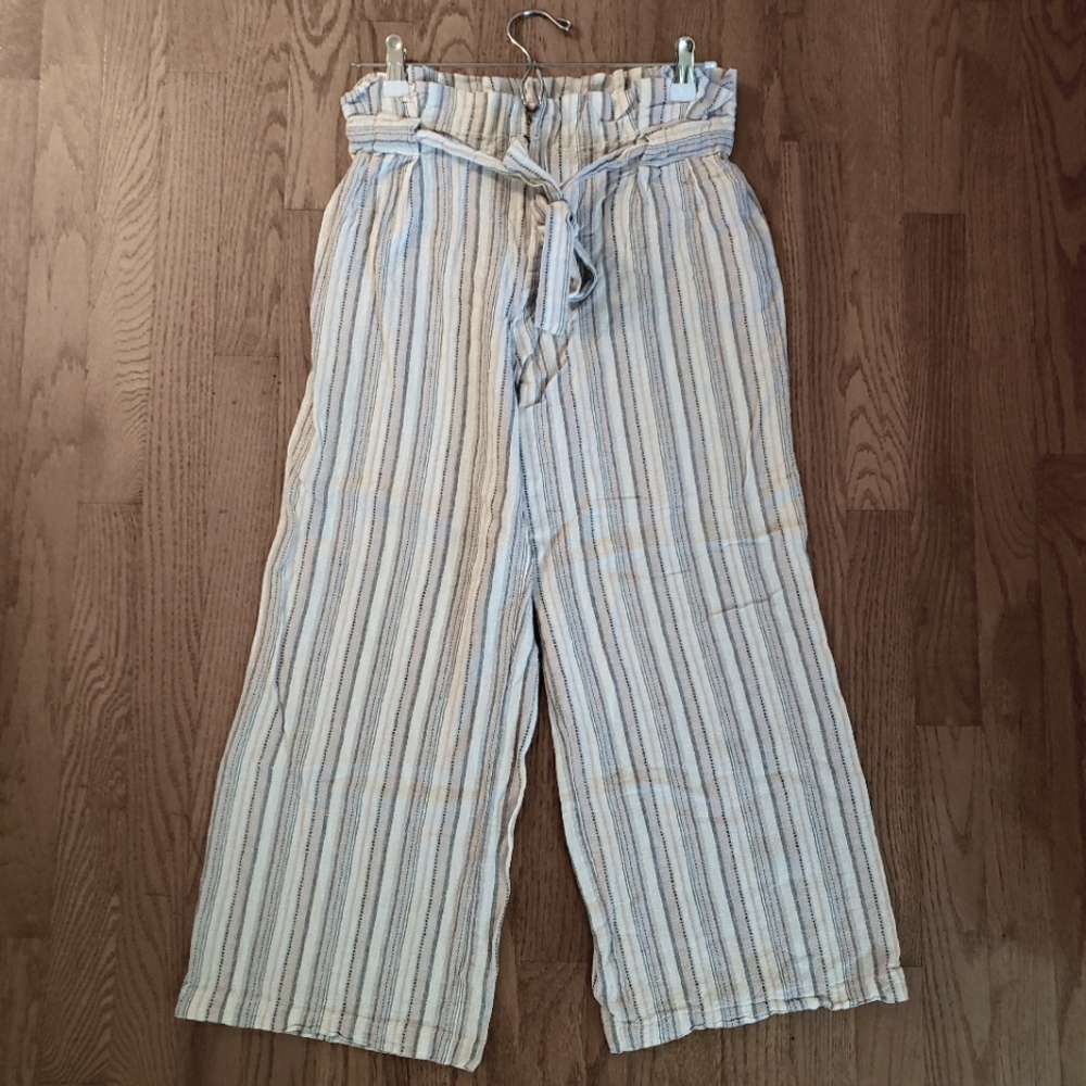 Multicolor Striped Paperbag Waist Pants